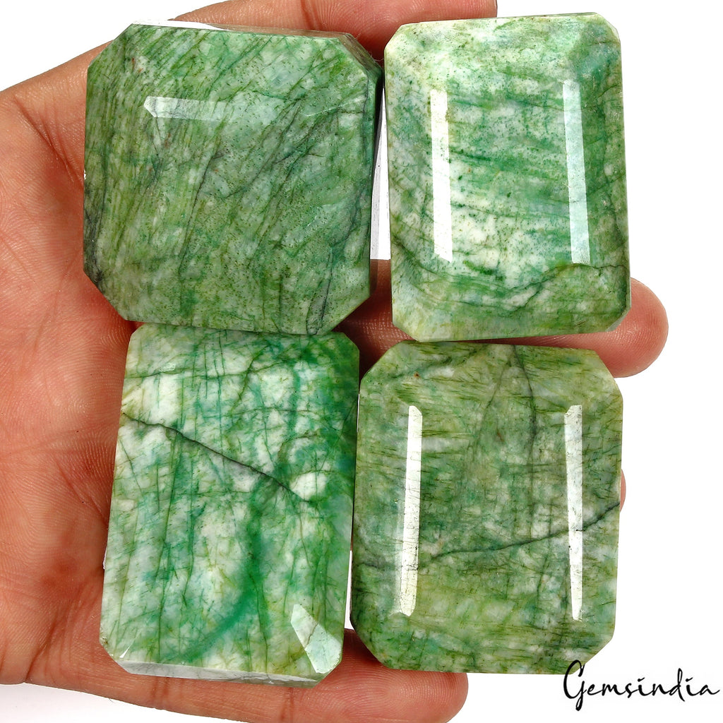 1640 Cts/4 Pcs Natural Brazilian Green Emerald Octagon Cut Loose Wholesale Gems