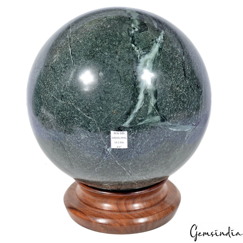 33.28 LB Natural Green Opal Sphere Crystal Ball Mineral Specimen Healing 8.5"