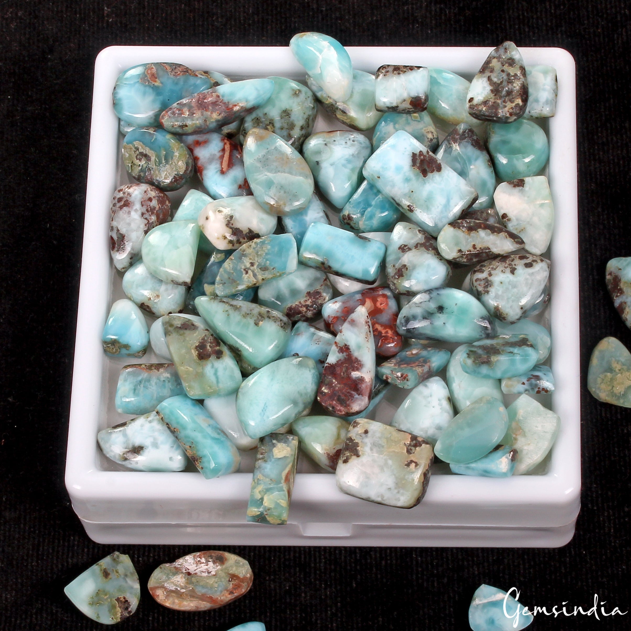 500 Ct 100% Natural Sky Blue Larimar Mix Lot Cabochon Untreated Gemstones 71 Pcs