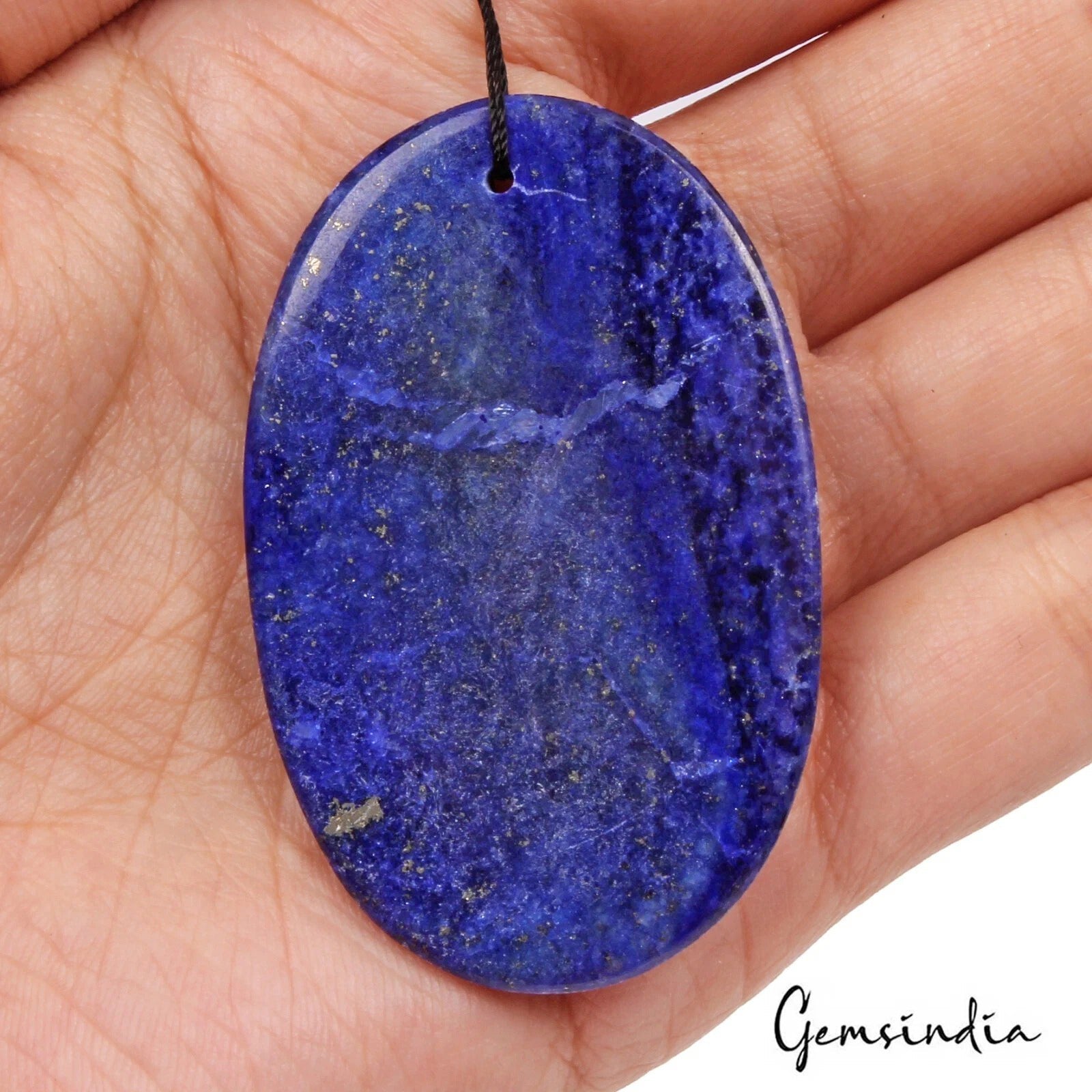 105.75 Cts Natural Blue Gold Flecks Lapis Lazuli Oval Cab Top Drilled Bead Gem