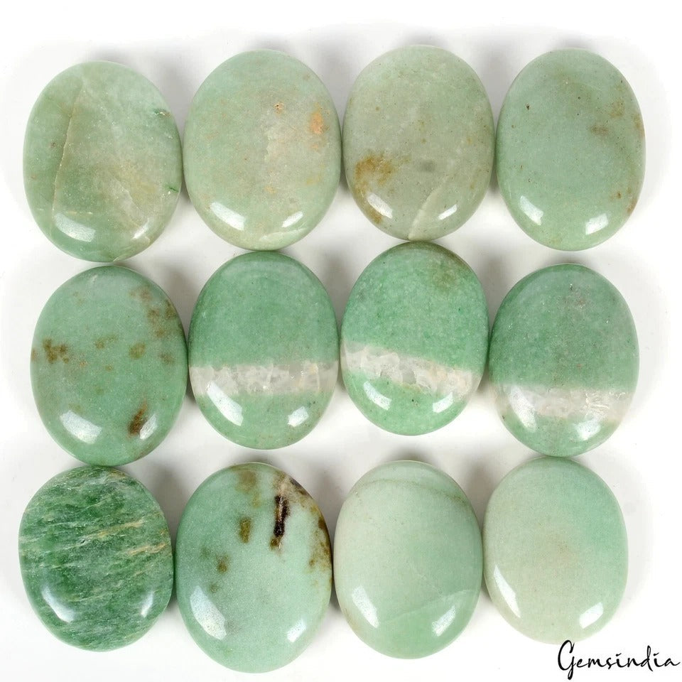 5000 Cts/12 Pcs Natural Green Aventurine Oval Cab Wholesale Palm Gemstones Lot