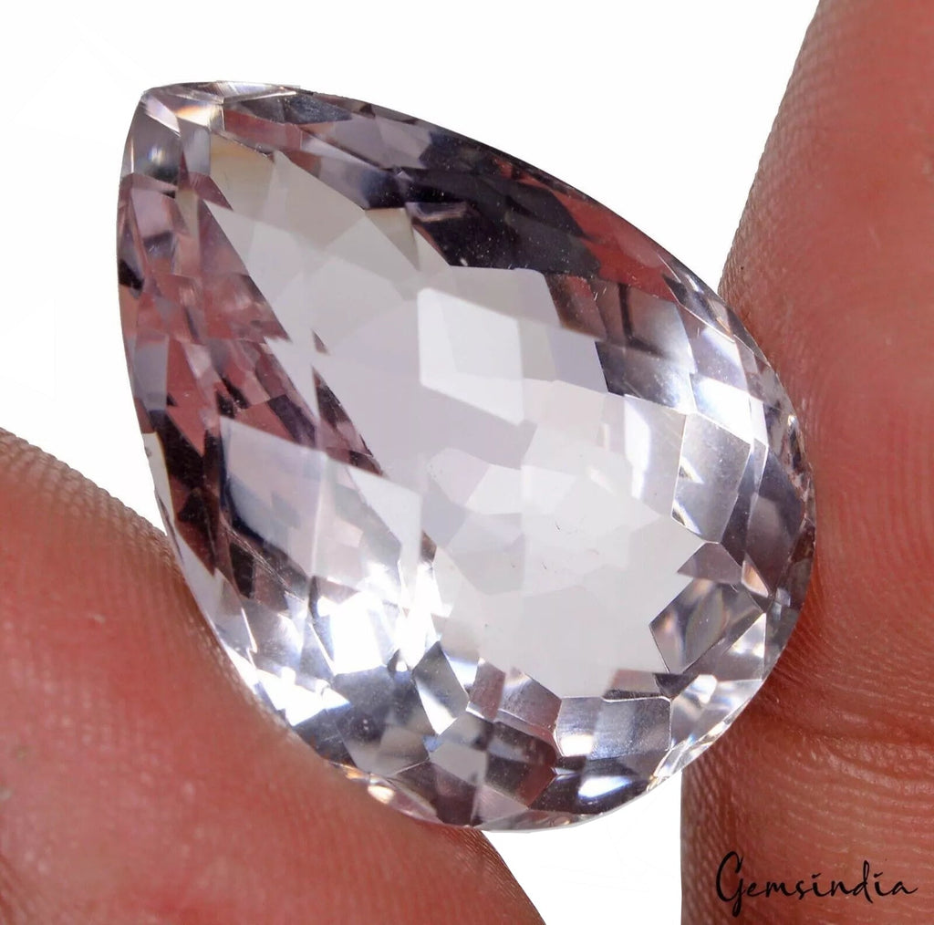 30.27 Cts Natural Untreated Purple Amethyst Pear Checker Cut Top Grade Gemstone
