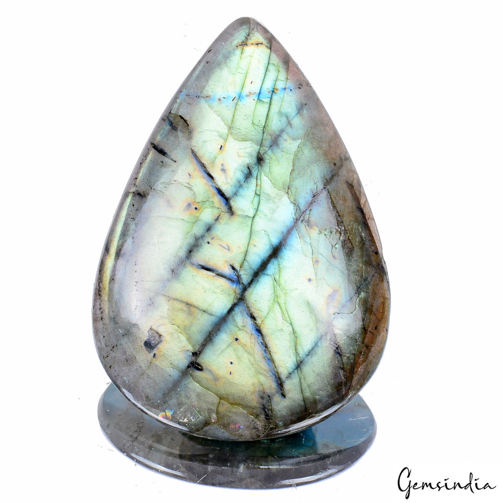 Certified 150 Ct Natural Untreated Blue Shine Labradorite Pear Gem For Pendant