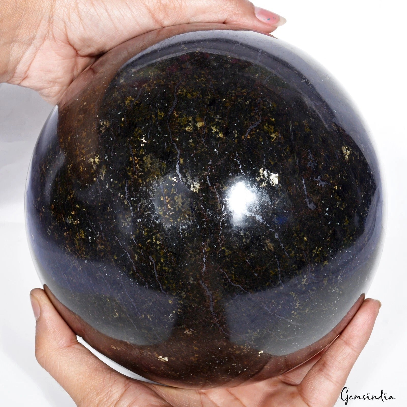 9.8 kg Natural Black Obsidian W/Gold Shine Gemstone Sphere Healing Crystal Ball