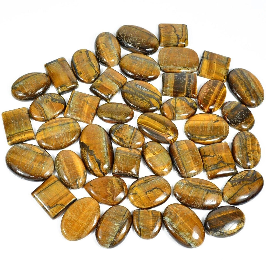 2500 Cts Natural Brown Tiger Eye Loose Mix Cabochon Untreated 25-46mm Gemstones