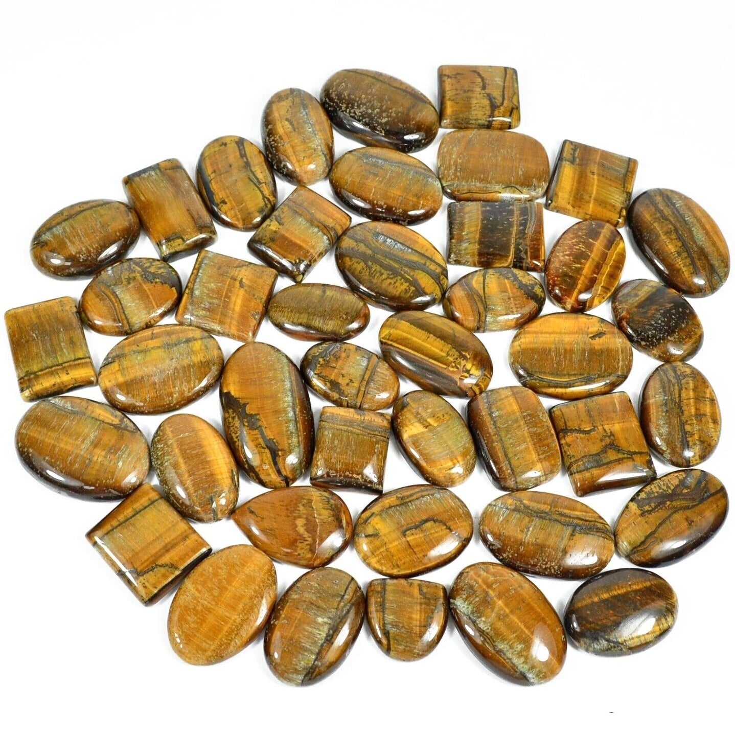2500 Cts Natural Brown Tiger Eye Loose Mix Cabochon Untreated 25-46mm Gemstones
