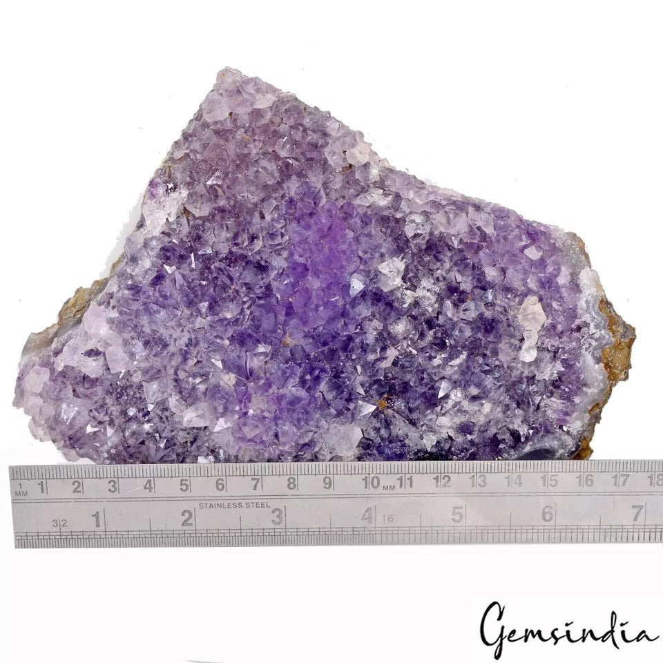 Amethyst Crystal Cluster, Untreated — 6.75x5x2.2 Inch, 980 g (4900 Ct), Uruguay