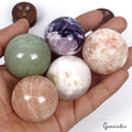 2200 Ct Natural Untreated Multi Gems Sphere Healing Crystal Gems Ball With Stand