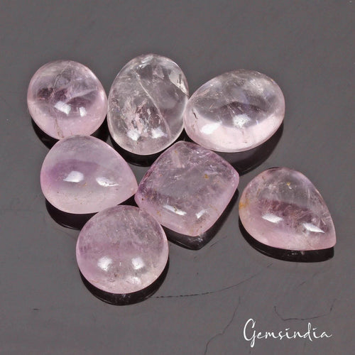 Amethyst Lot, Cabochon, Untreated, Purple — 7 Pieces, 19mm to 25mm, 191.60 Ct