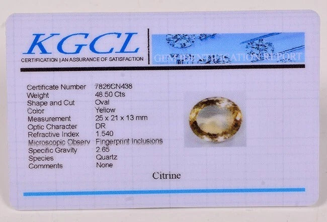 Citrine Loose Gemstone, Untreated, Yellow — 25 x 21 x 13 mm, 48.50 Ct, Brazil