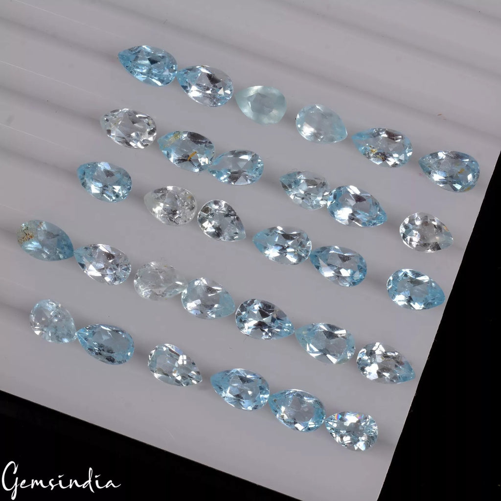 Topaz Lot, Loose Gemstone, Pear Cut, Untreated — 31 Pieces, 7mm to 8mm, 30.60 Ct, Brazil