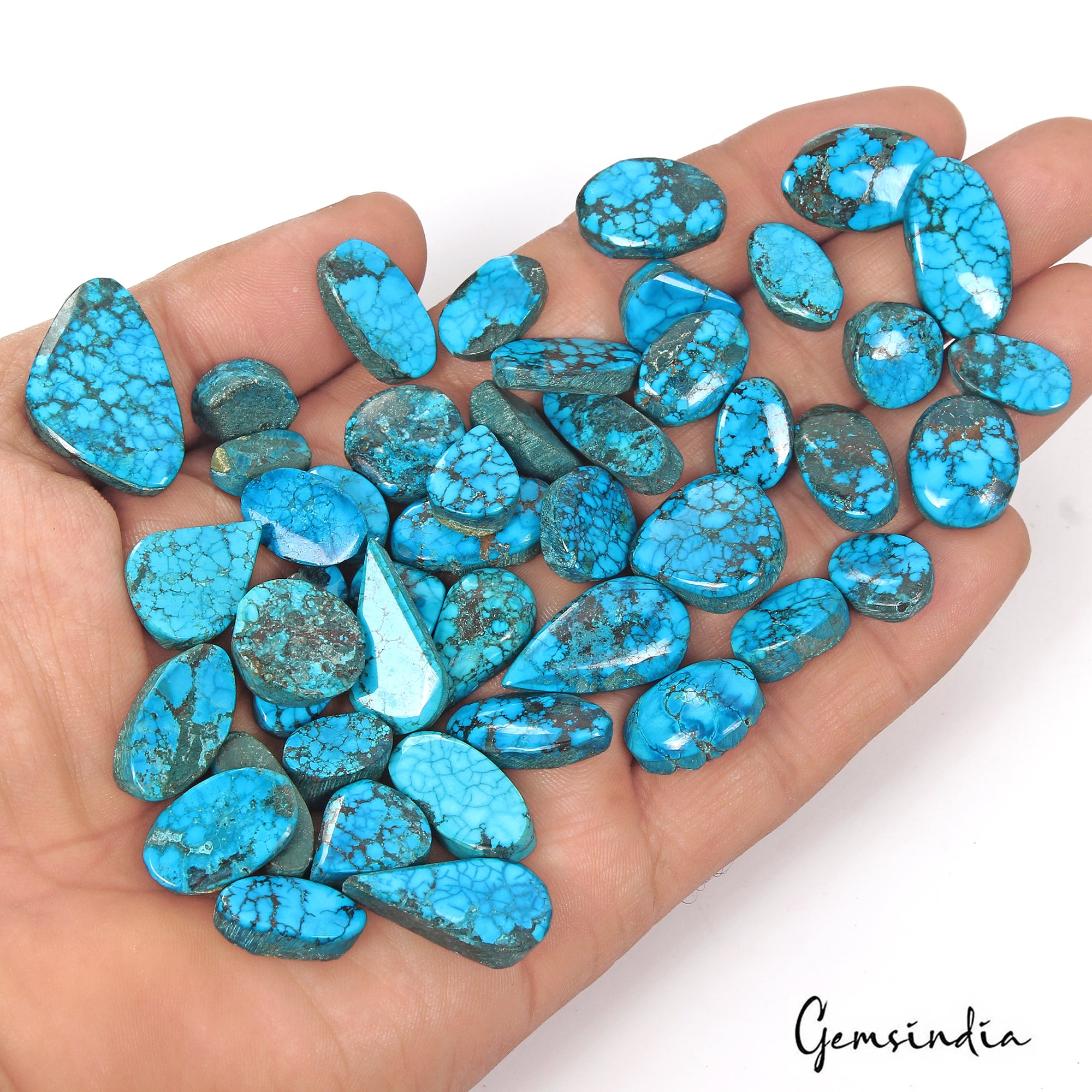 Turquoise Cabochon, Oval Pear Fancy Cabochon, Color Enhanced — 11mm to 27mm, 380 Ct