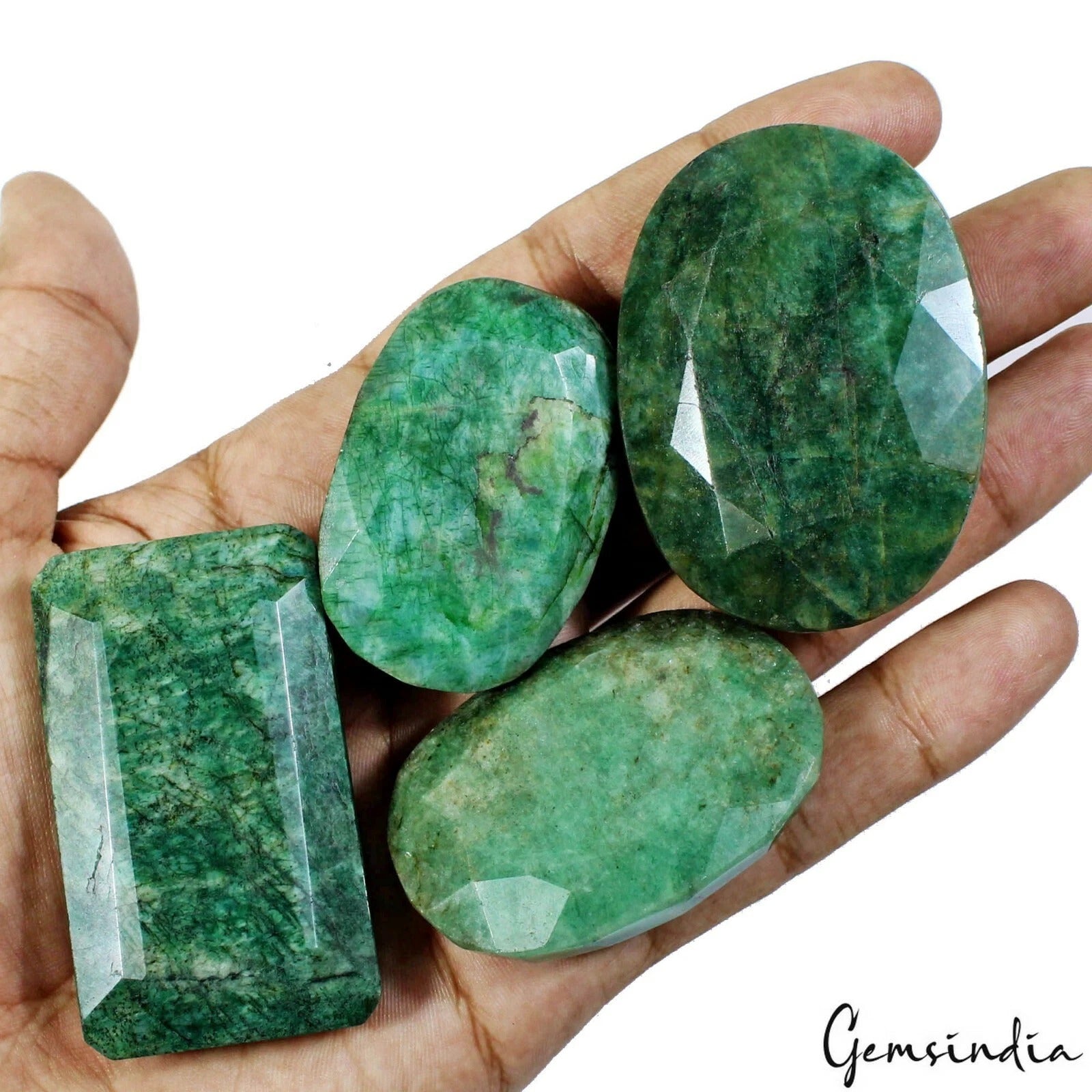 1300 Ct/4 Pcs Natural Green Brazilian Emerald Mix Cut Earth Mined Wholesale Gems