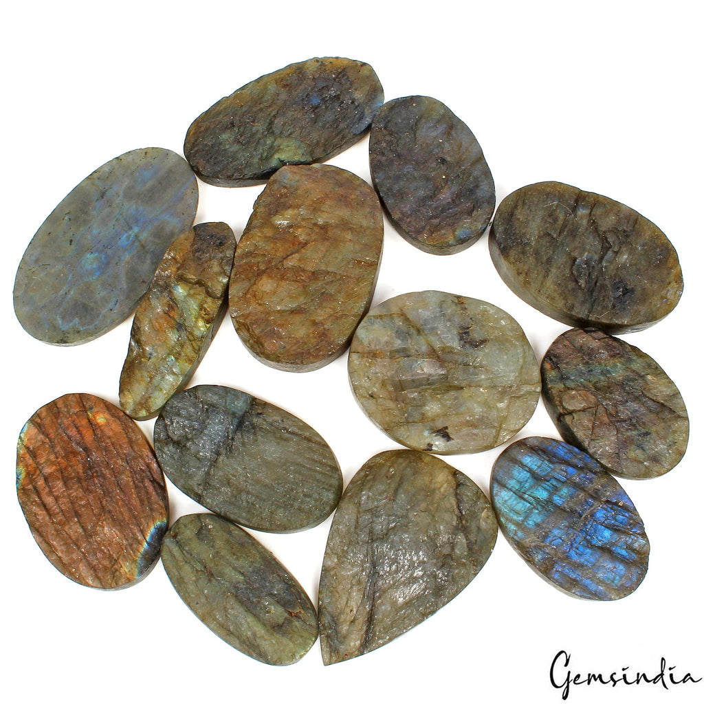 1300 Cts/13 Pcs Natural Untreated Multi Shine Labradorite Druzy Rough Loose Gem