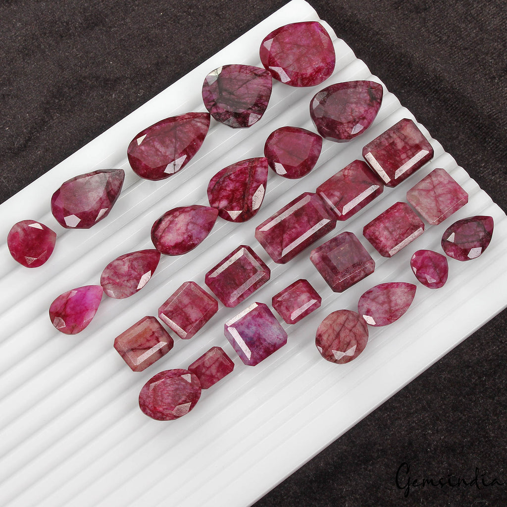 Red Beryl Lot, Loose Gemstone — 27 Pieces, 12mm to 31mm, 500 Ct, India