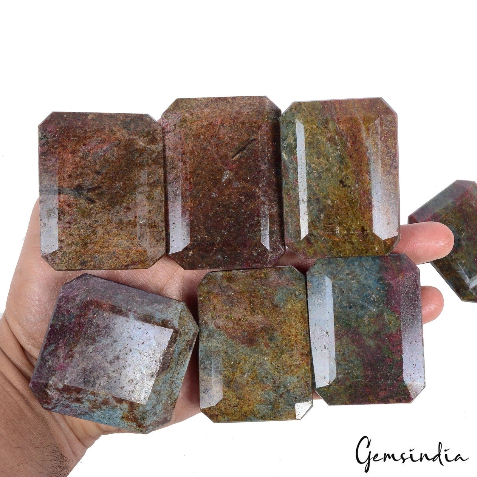 6250 Ct Natural Untreated Ruby Kyanite Octagon Cut Huge Size Loose Gemstones 7Pc