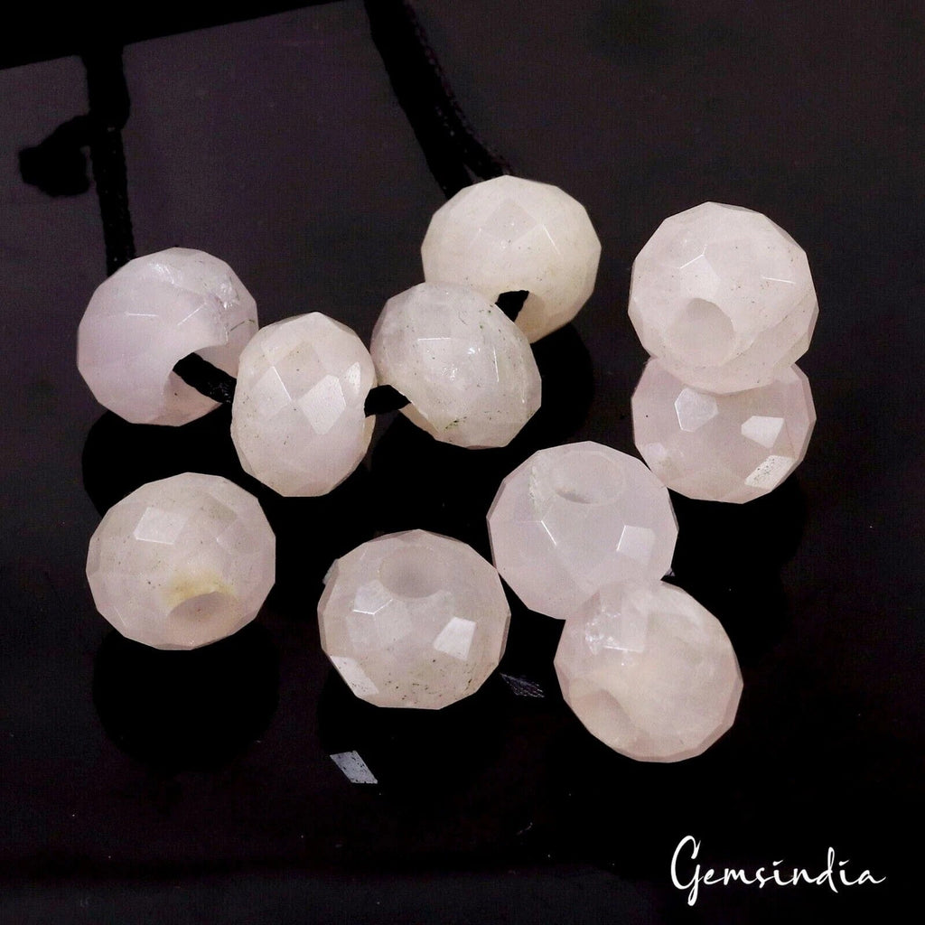 168 Ct Rose Quartz Gem 15mm Size Checker Cut Round Beads For DIY Making Jewelry