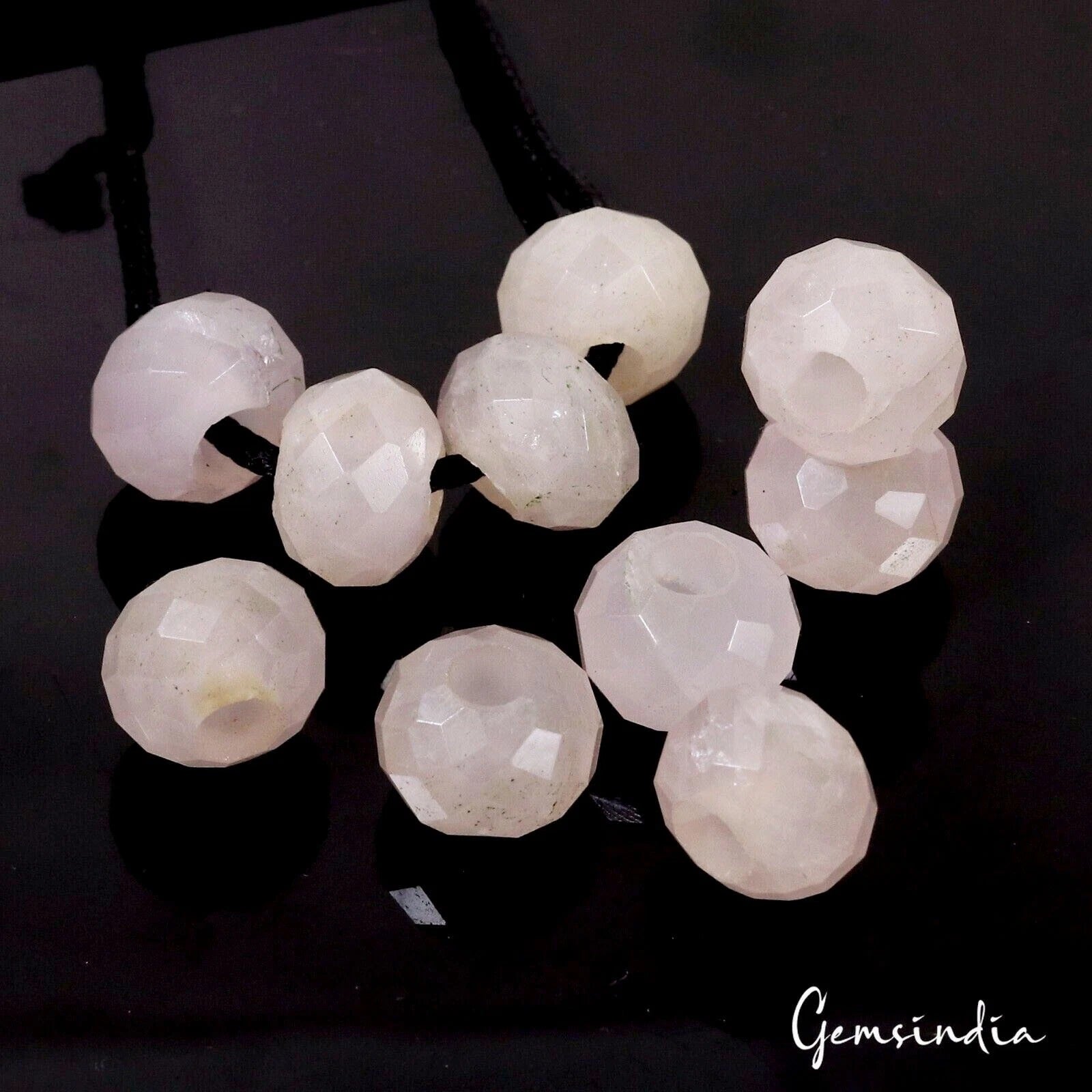 168 Ct Rose Quartz Gem 15mm Size Checker Cut Round Beads For DIY Making Jewelry