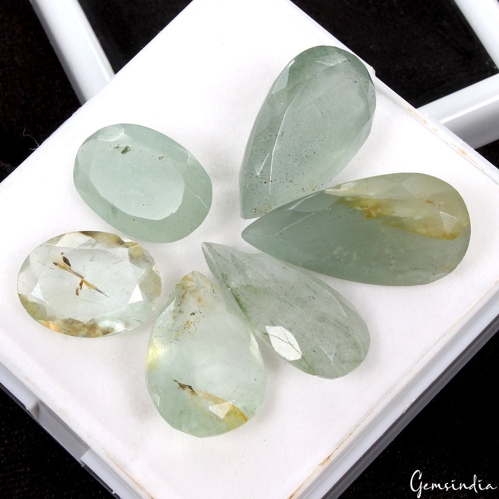 Certified 93.00Ct/6 Pc Natural Green Aquamarine Mix Cut Loose Unheated Gemstones