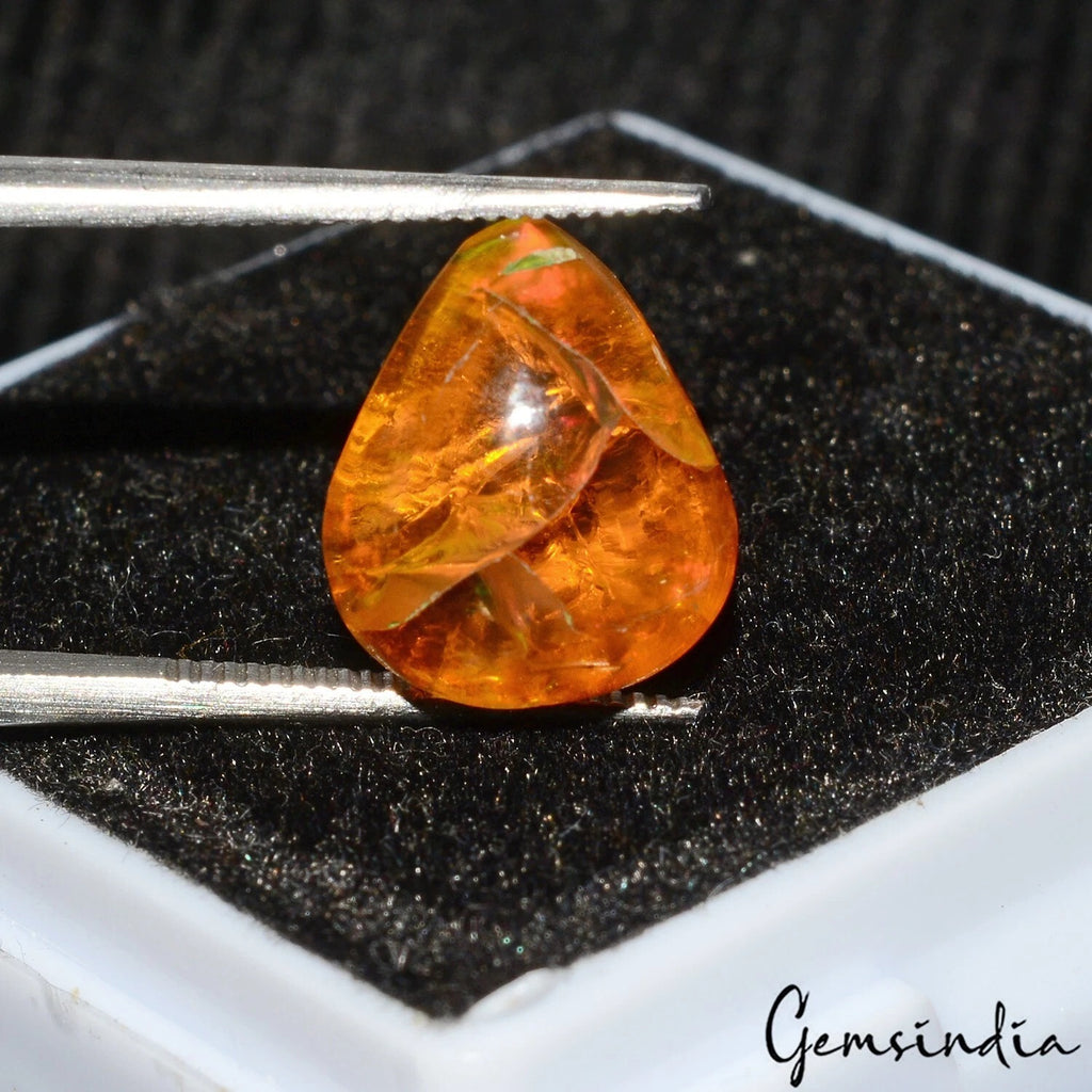 Fire Opal Loose Gemstone, Untreated, Orange — 12x10x07mm, 4.90 Ct, Ethiopia