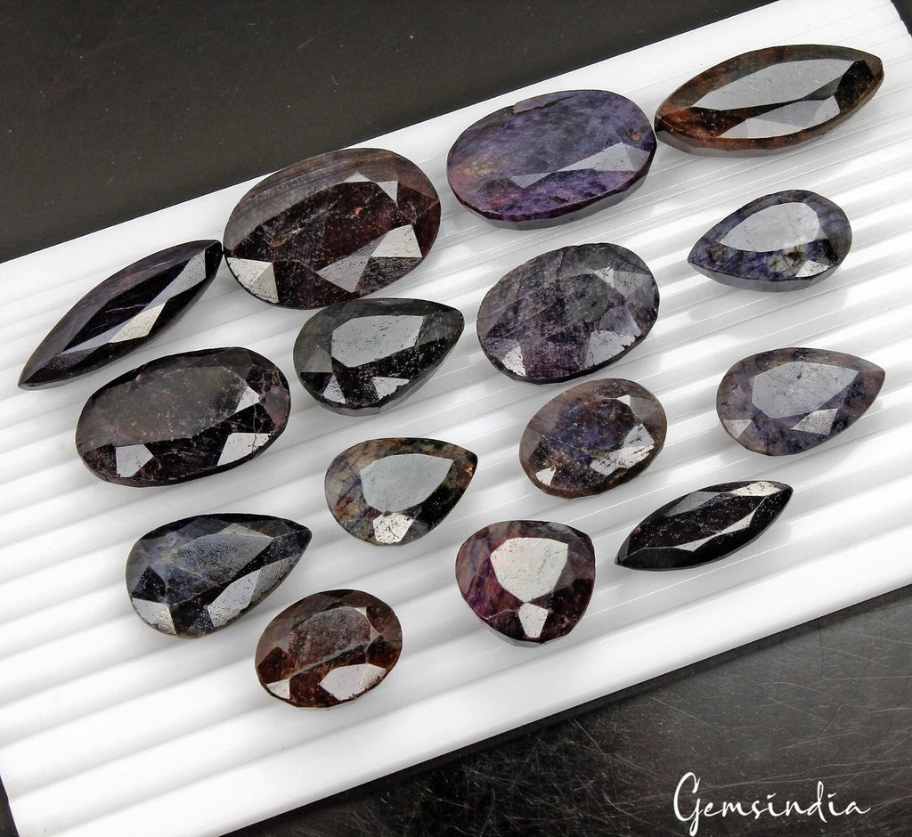 Blue Sapphire Lot, Loose Gemstone, Oval, Pear & Marquise Cut, Color Enhanced — 15 Pieces, 25mm to 36mm, 1500 Ct, Madagascar