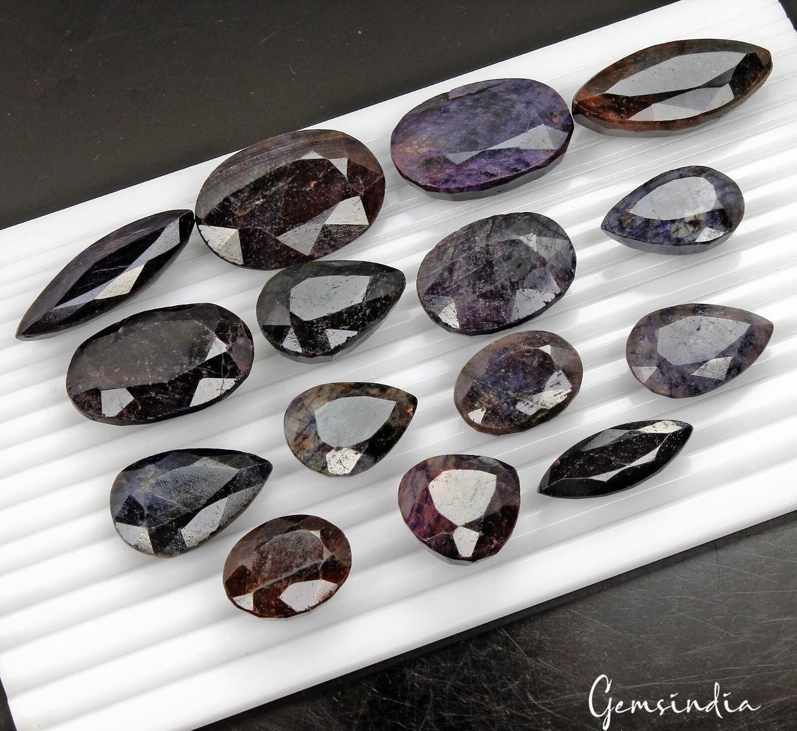 Blue Sapphire Lot, Loose Gemstone, Oval, Pear & Marquise Cut, Color Enhanced — 15 Pieces, 25mm to 36mm, 1500 Ct, Madagascar