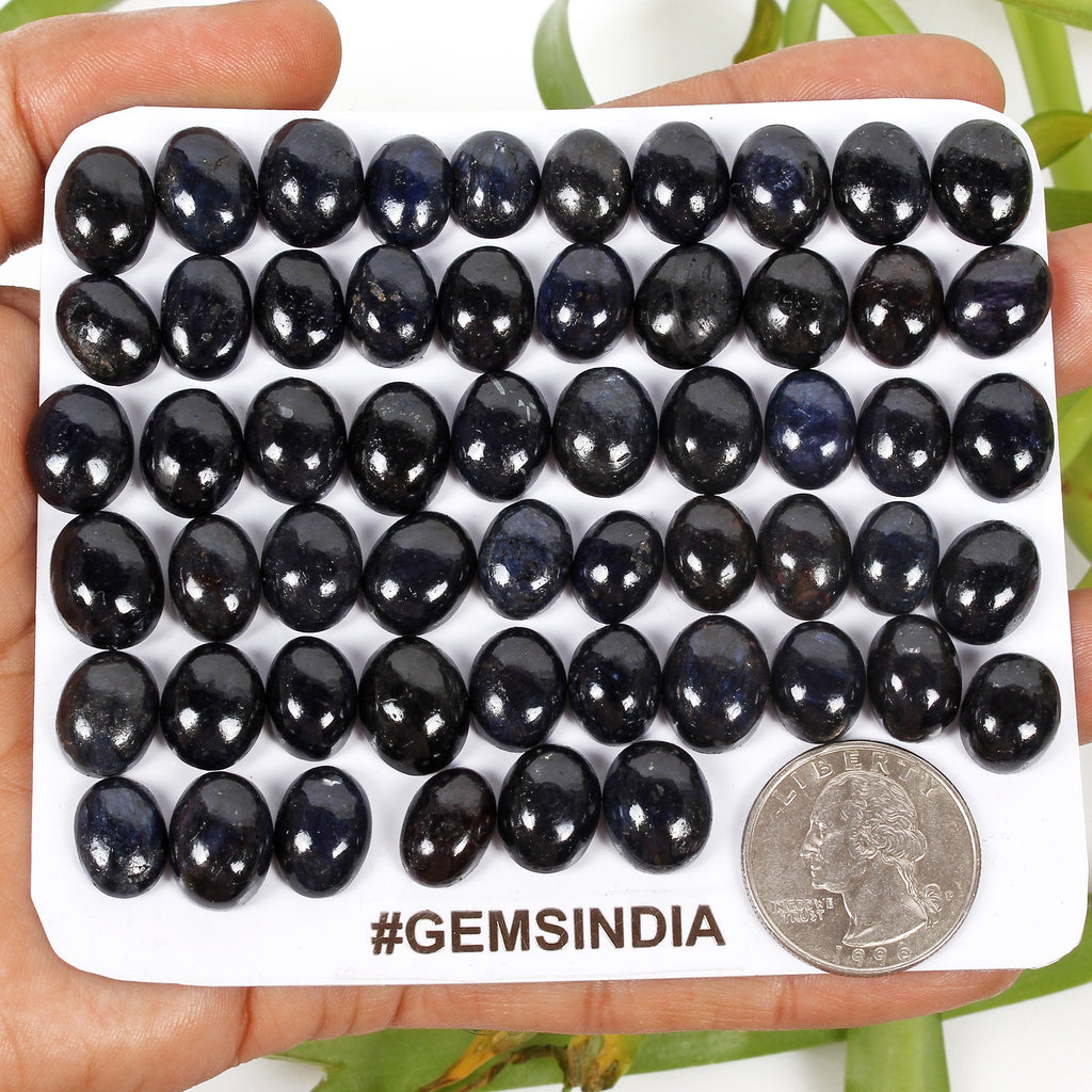 56 Pcs Natural Blue Sapphire Oval Cabochon Loose 12-14mm Gemstones Lot ~520 Ct
