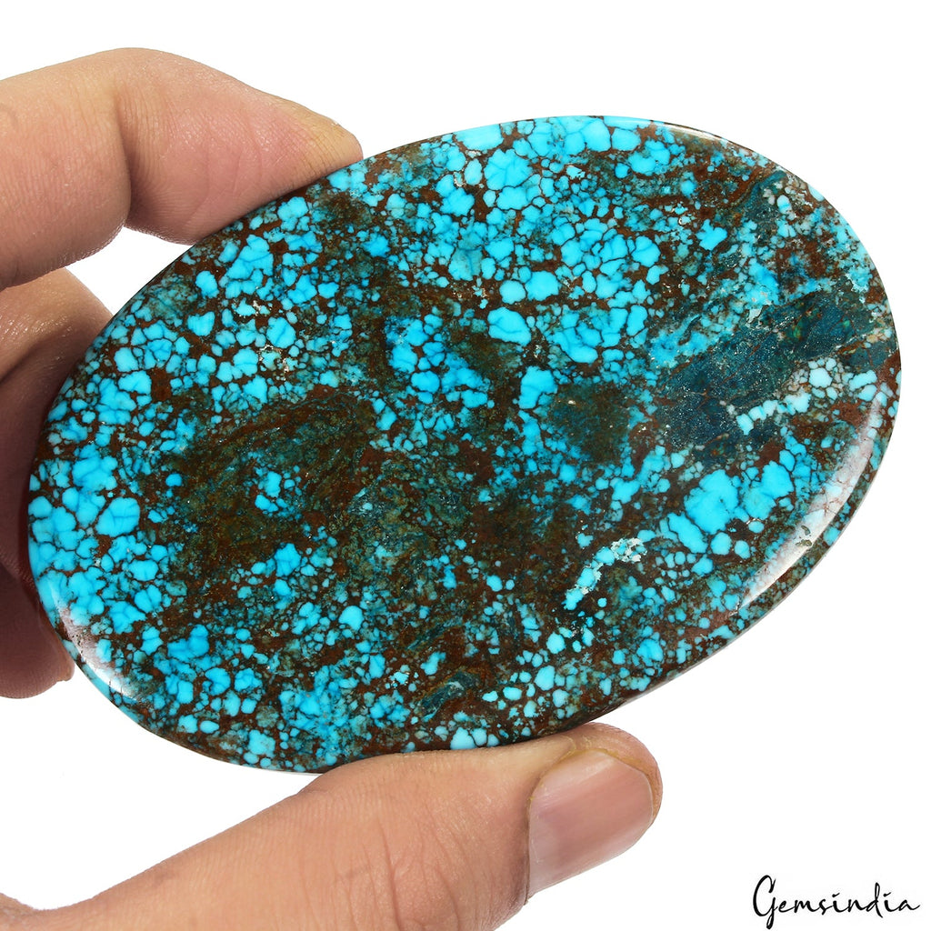 Huge 480 Cts USA Arizona Spiderweb Blue Turquoise Oval Cabochon Loose Gemstone