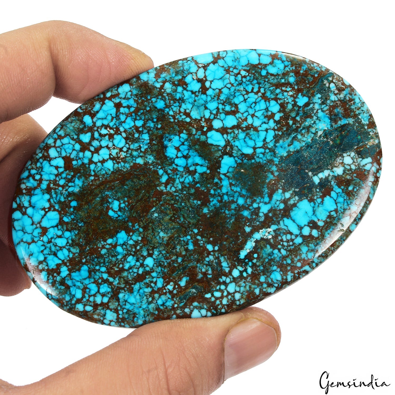 Huge 480 Cts USA Arizona Spiderweb Blue Turquoise Oval Cabochon Loose Gemstone