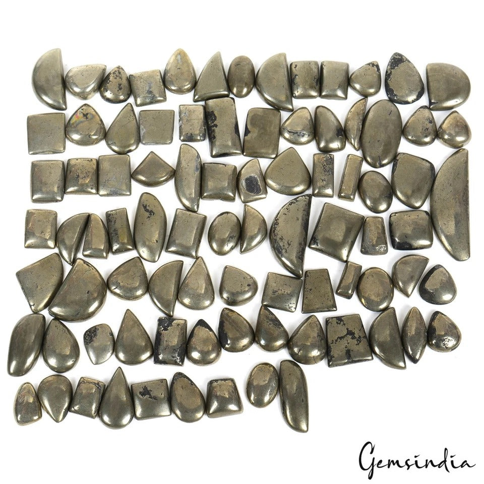 1530 Ct Natural Untreated Gold Pyrite Mix Cab Loose Gems Lot 85 Pcs For Jewelry