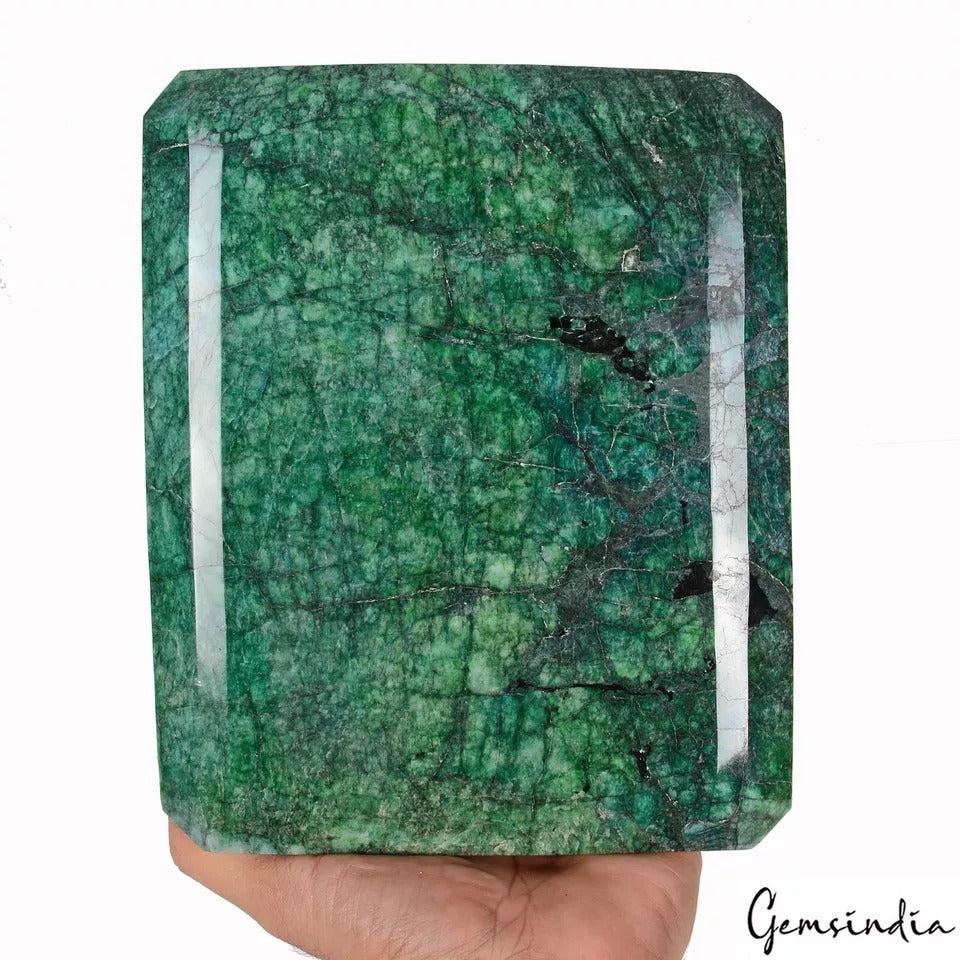 Brazilian Emerald Loose Gemstone, Octagon Cut, Color Enhanced — 8x6.5x2.5 Inch, 22700 Ct (4.54 Kg), Brazil