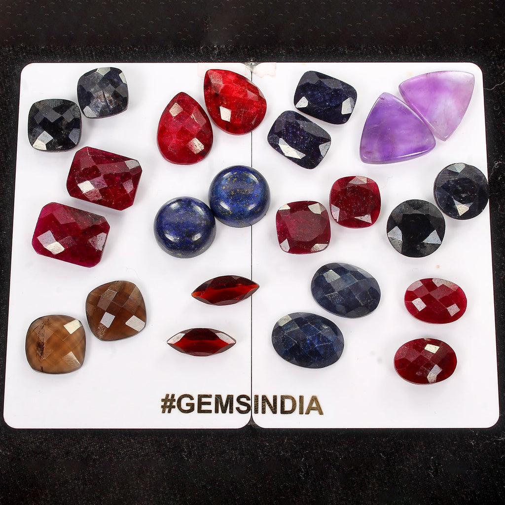 12 Pair Estate Genuine Multi Gems Loose Colorful Jewelry Stones Collection w/Box