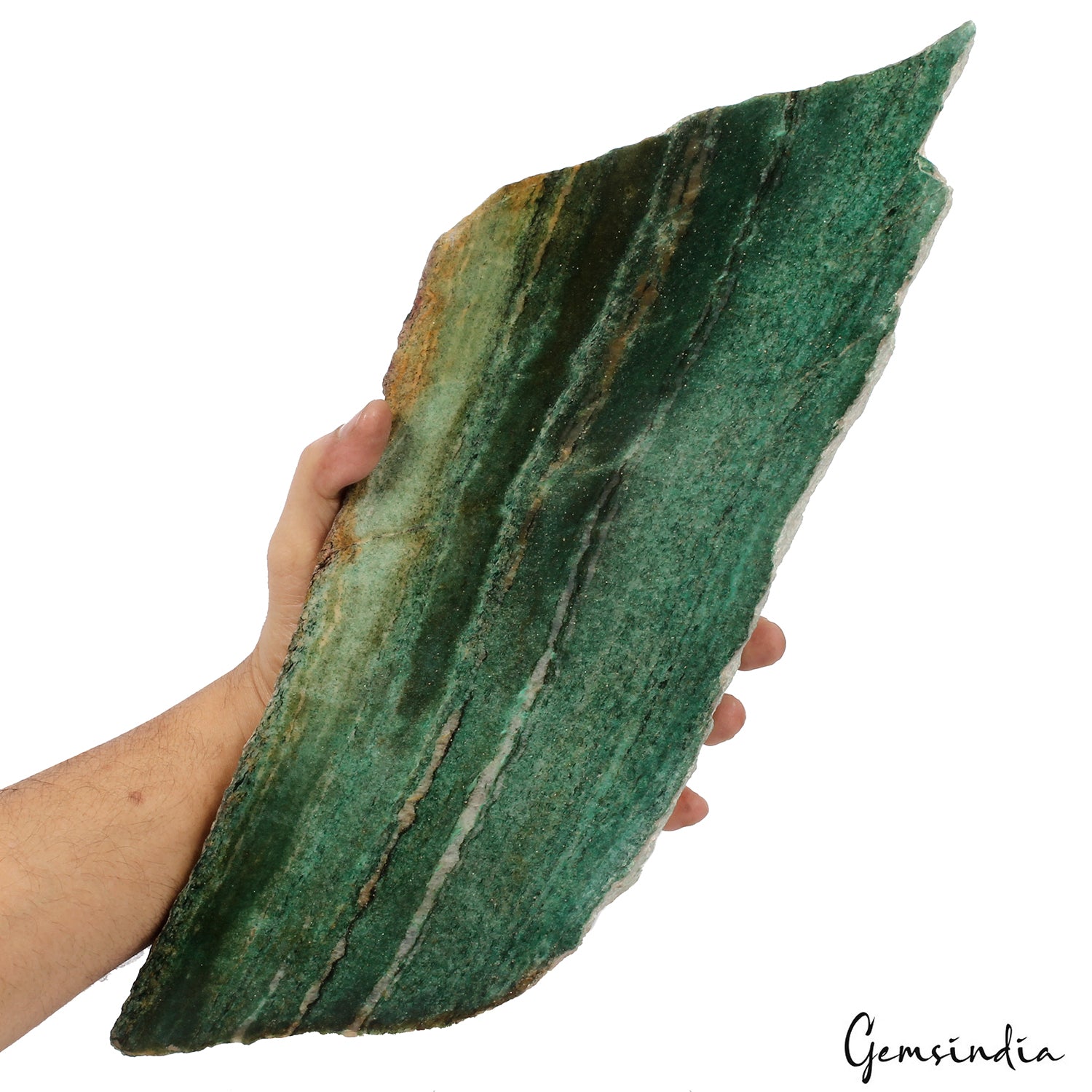 Huge 3.3kg Green Aventurine Slab 16.8"Gallery Grade Polished Specimen back Rough