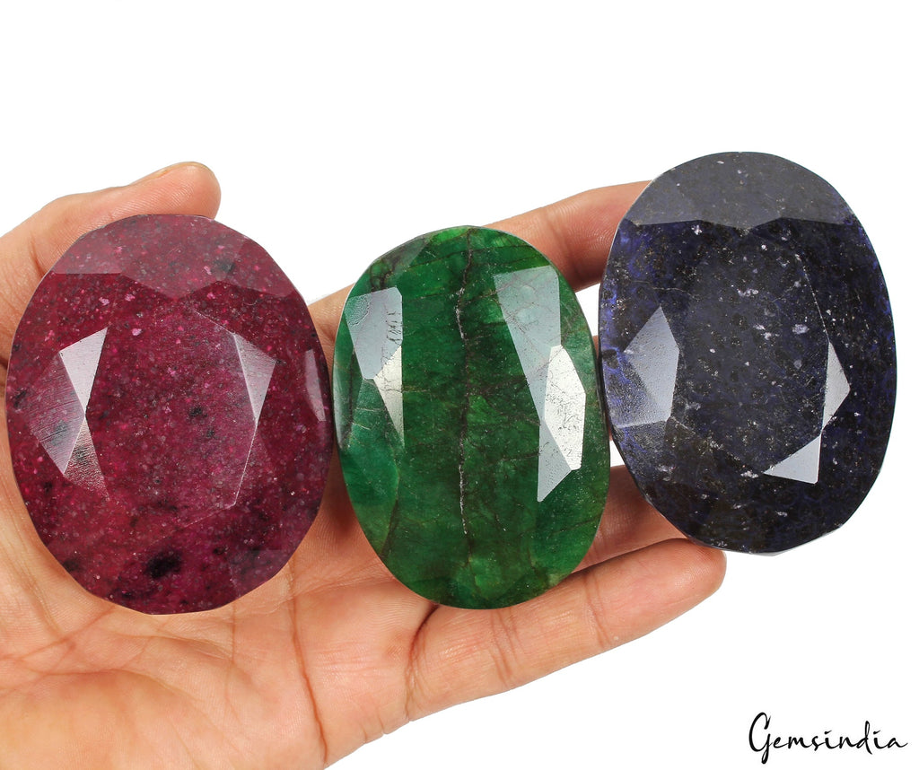 2930 Ct Natural Ruby Emerald Sapphire Oval Cut Huge Size Loose Gemstones 69-73mm