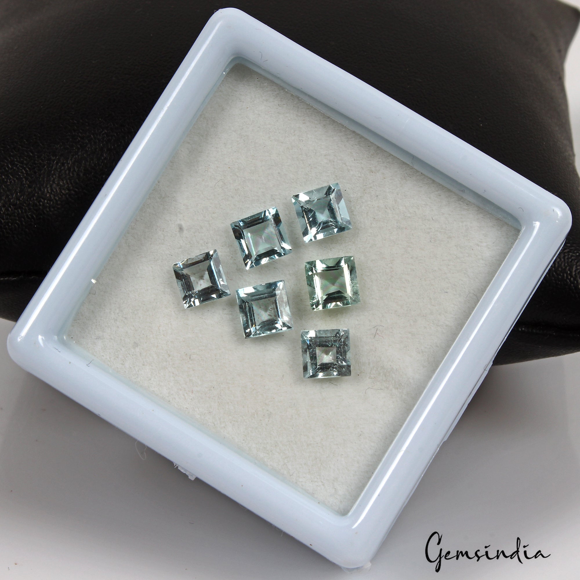 Natural Untreated Blue Aquamarine Square Cut Calibrated Certifed Gem Lot 3.00 Ct