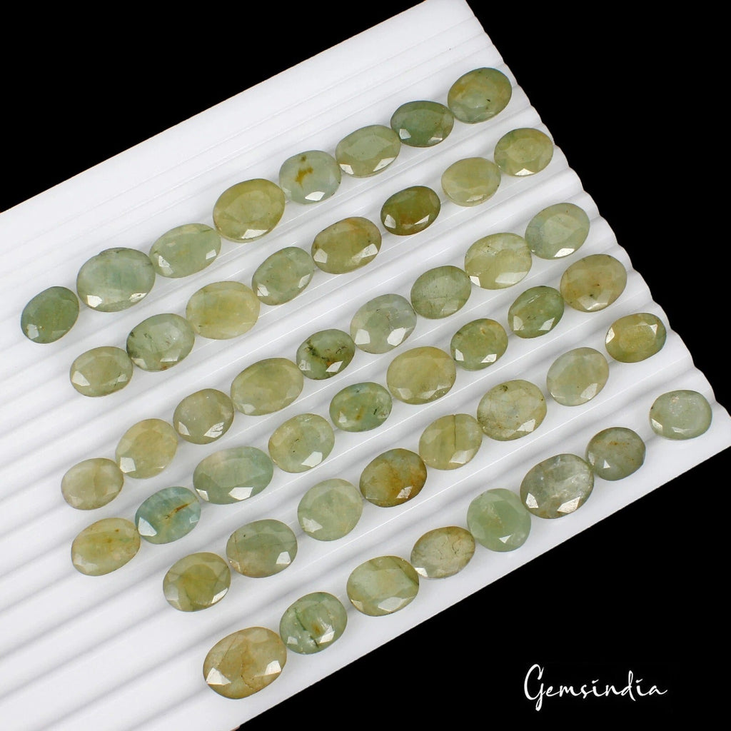 430Ct Natural Green Aquamarine Beryl Oval Cut Untreated Loose Ring Size Gemstone