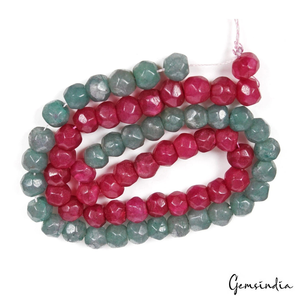 200 Cts/64 Pcs Natural Red Green Quartz Round Cut 7mm-9mm Drilled jewelry Beads