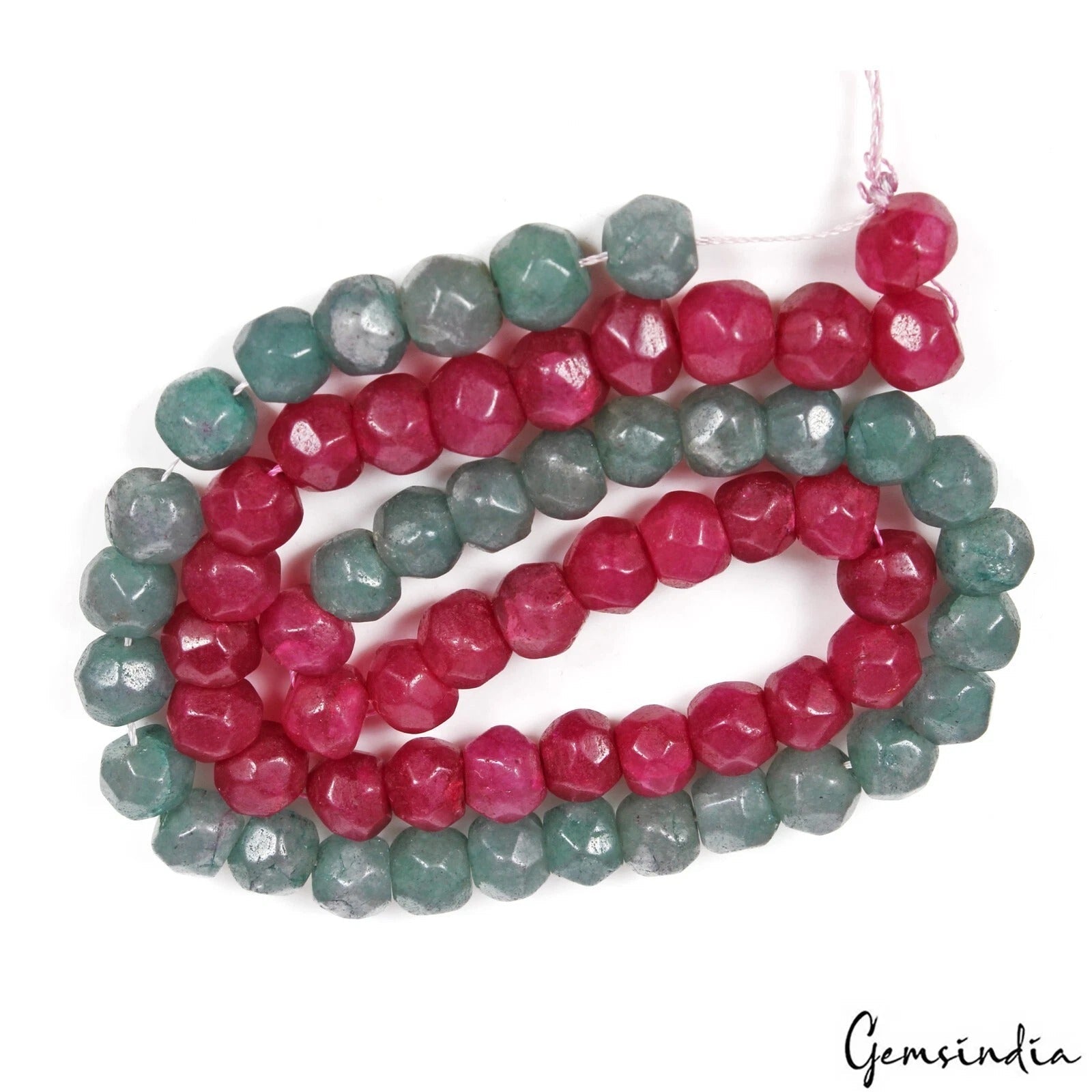 200 Cts/64 Pcs Natural Red Green Quartz Round Cut 7mm-9mm Drilled jewelry Beads