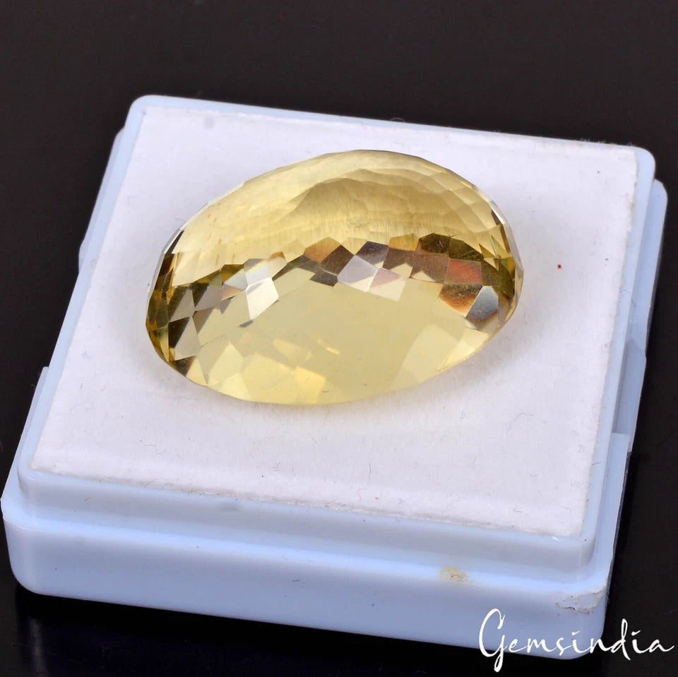 Citrine Loose Gemstone, Oval Cut, Untreated — 27x20x14mm, 50.40 Ct, Brazil