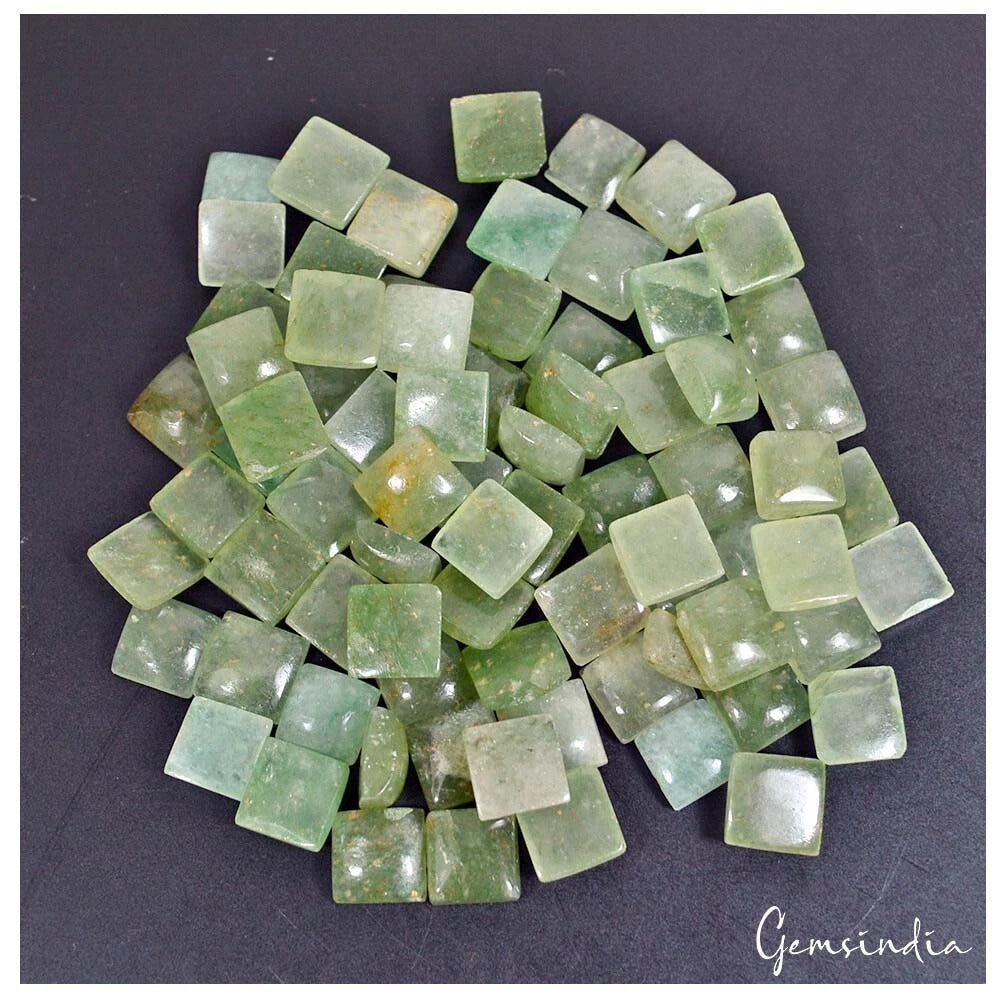 184.60 Cts/76 Pcs Natural Untreated Green Aventurine Square Cab Loose Gems Lot