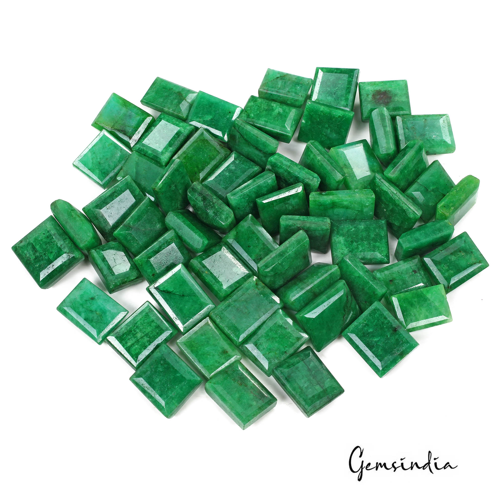 Emerald Lot, Loose Gemstone, Color Enhanced, Green — 57 Pieces, 15mm to 20mm, 1070 Ct, Zambia