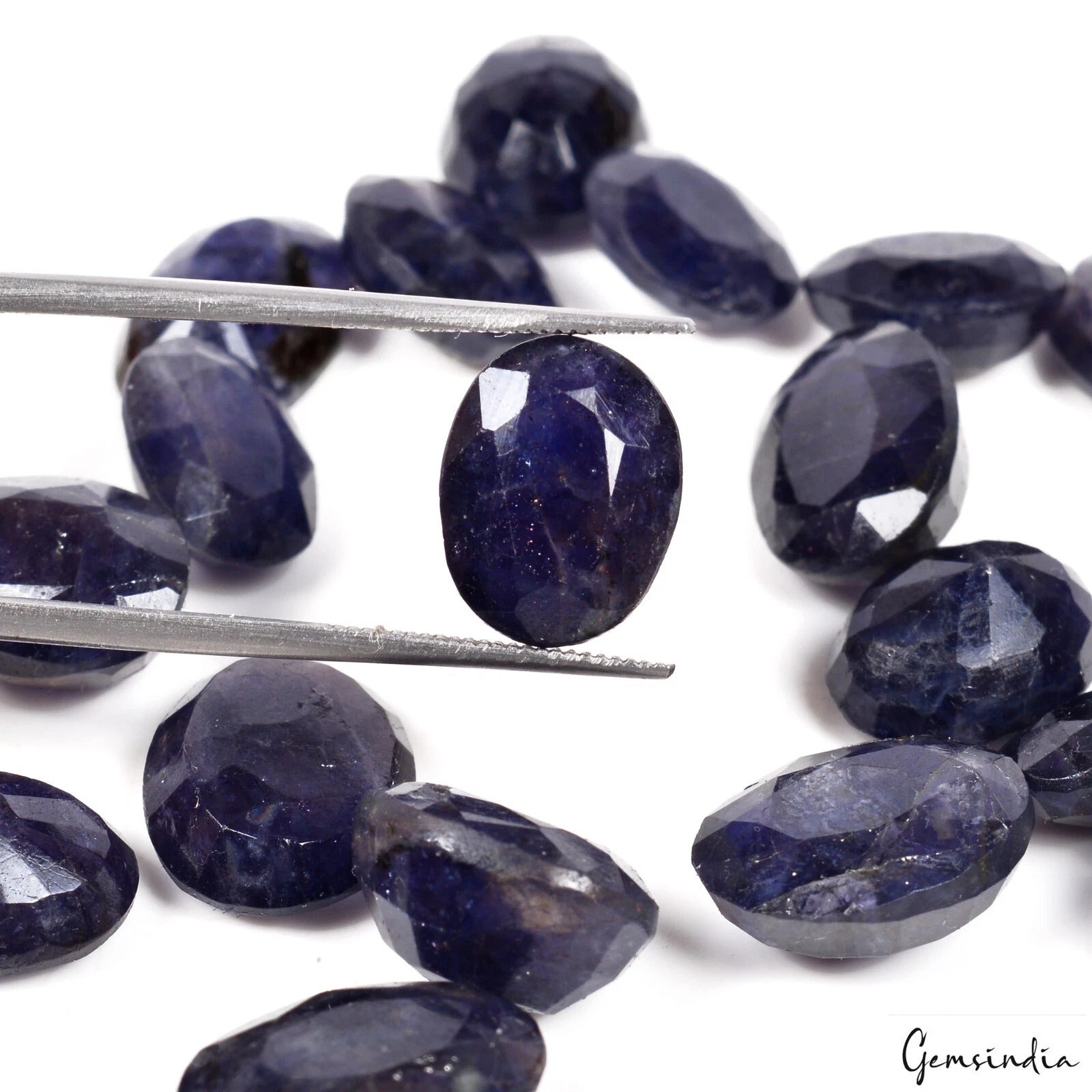 101.20 Cts/18 Pcs Natural Untreated Dark Blue Iolite Oval Loose Gems For Jewelry
