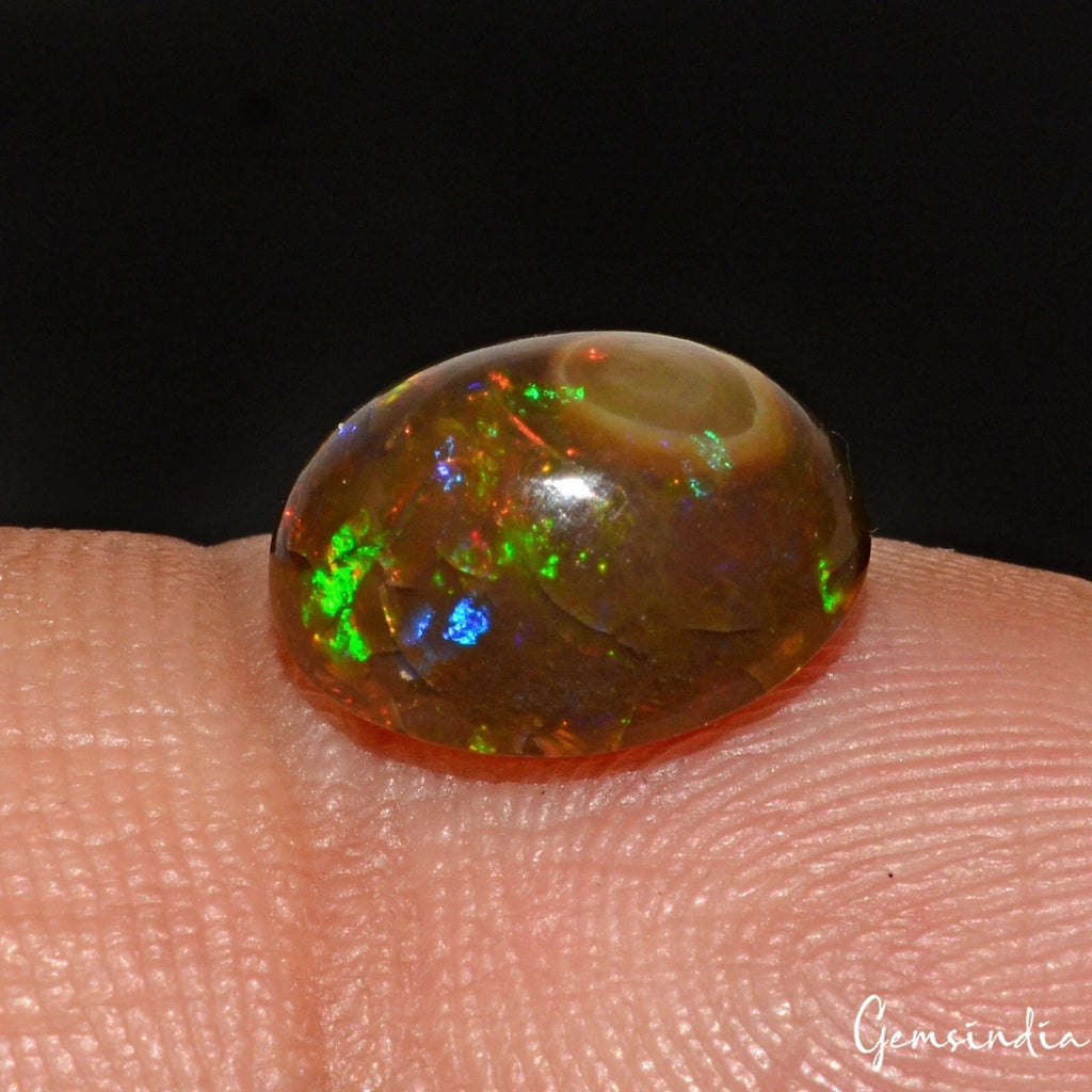 Certified 2.00 Ct Natural Multi Color Shine Ethiopian Opal Oval Cab Precious Gem