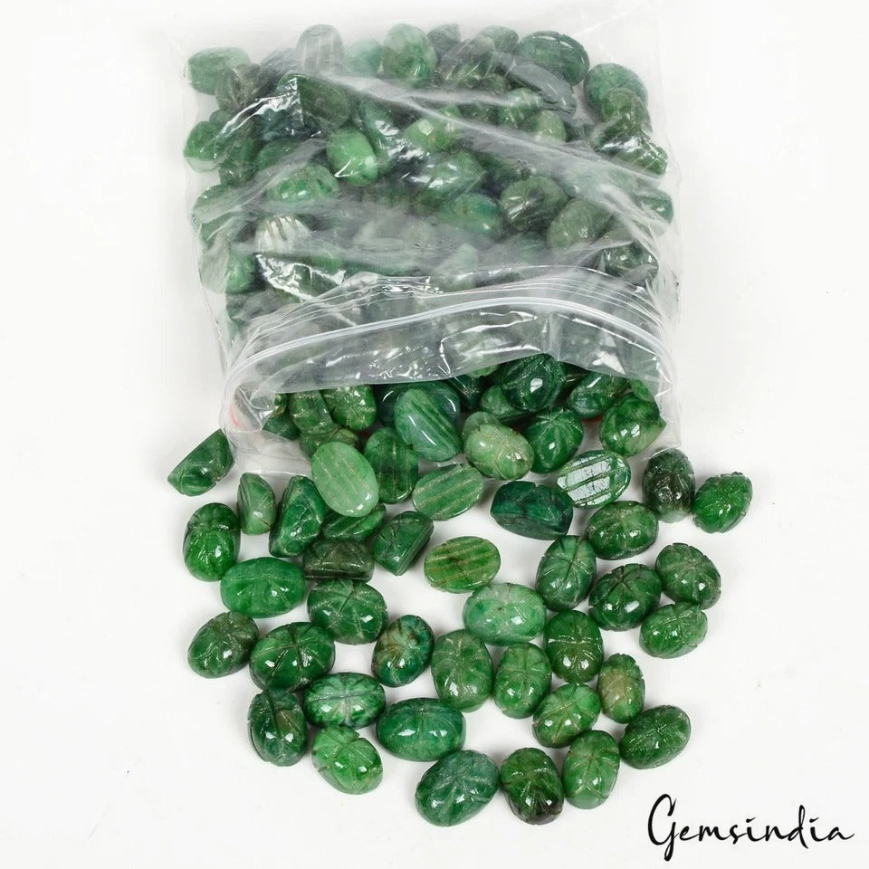 1200 Ct Natural Hand Carving Green Emerald Oval Shape Wholesale Loose Gemstones