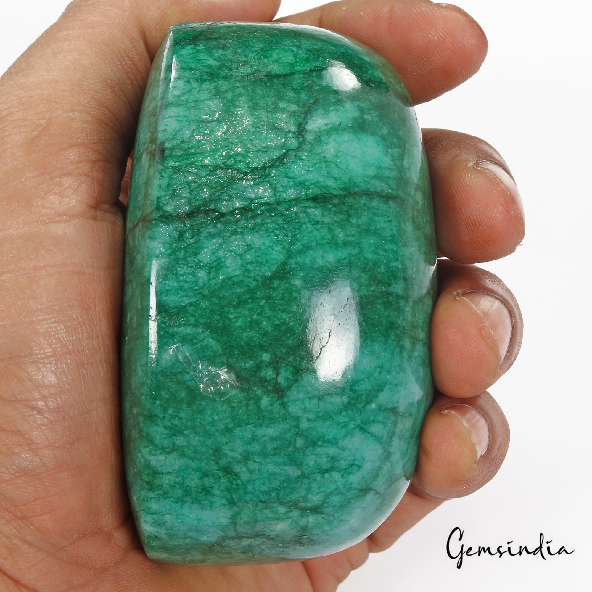 Emerald Cabochon, Blue — 84 x 60 x 48mm, 2150 Ct, Brazil