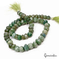 10-15mm Genuine Natural Green Emerald Gemstone Round Checker Cut Bead Strand~22"