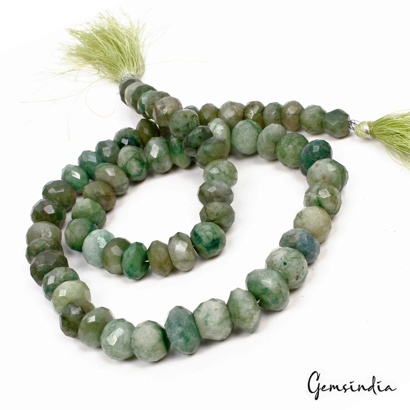 10-15mm Genuine Natural Green Emerald Gemstone Round Checker Cut Bead Strand~22"