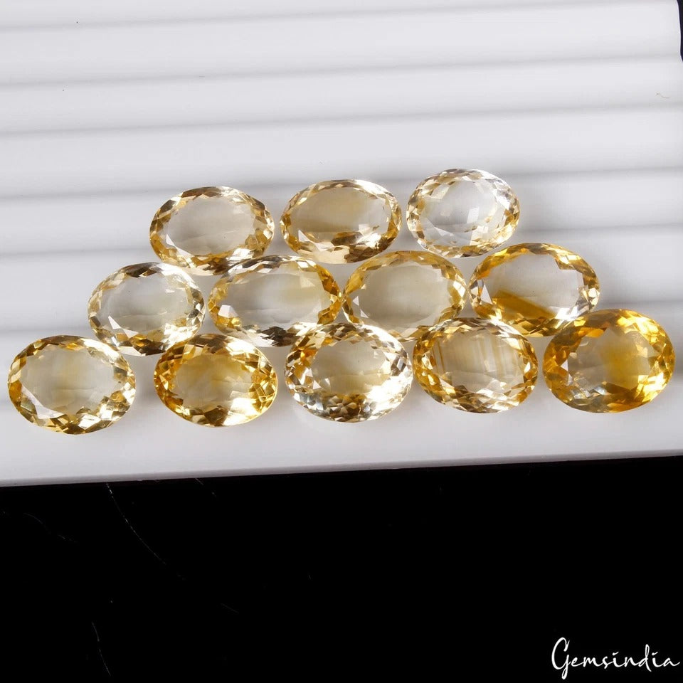 110.30 Cts/12 Pcs Natural AAA Quality Citrine Oval Cut Loose Unheated Gemstones