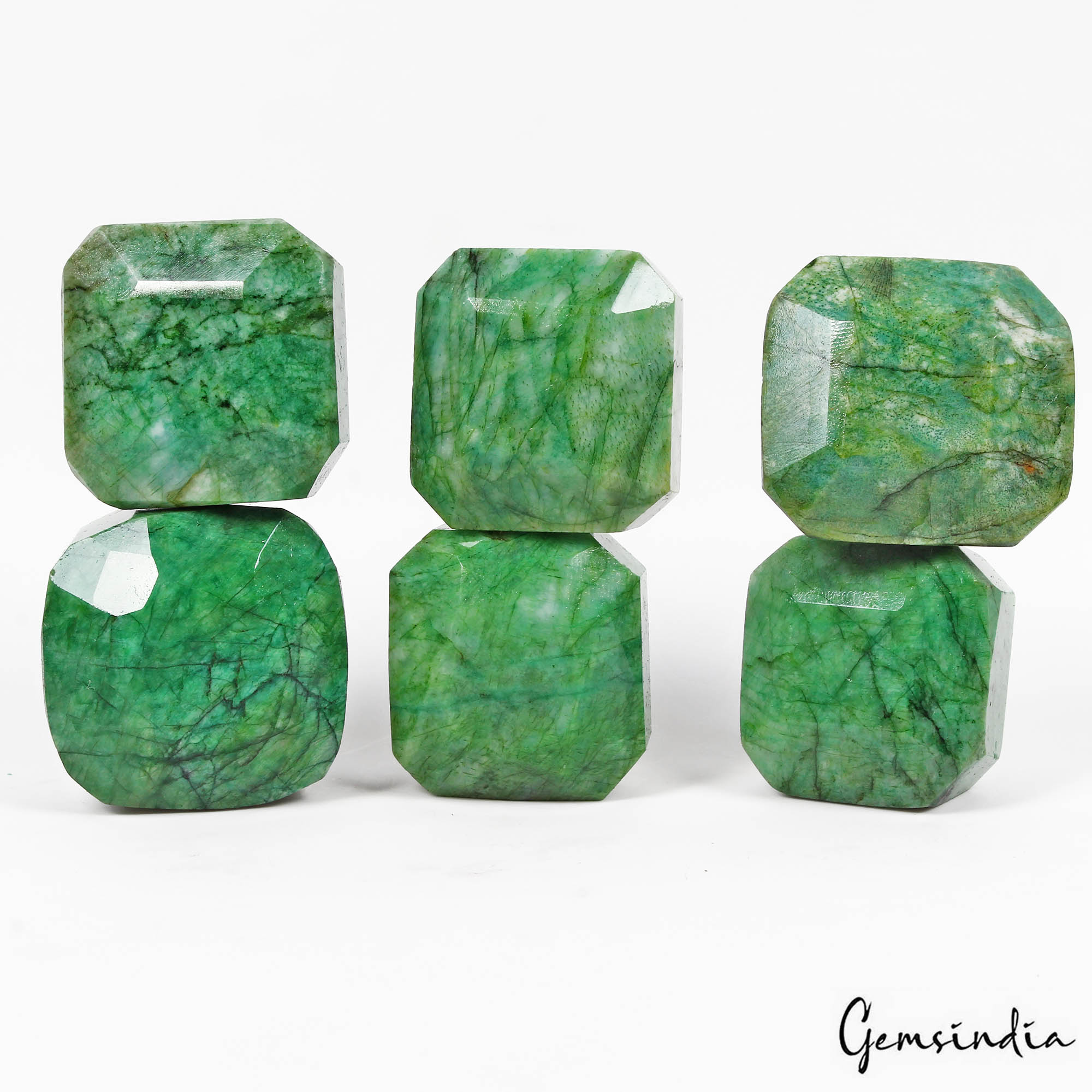 Emerald Lot, Loose Gemstone, Color Enhanced, Green — 6 Pieces, 34mm to 40mm, 1850 Ct, Brazil