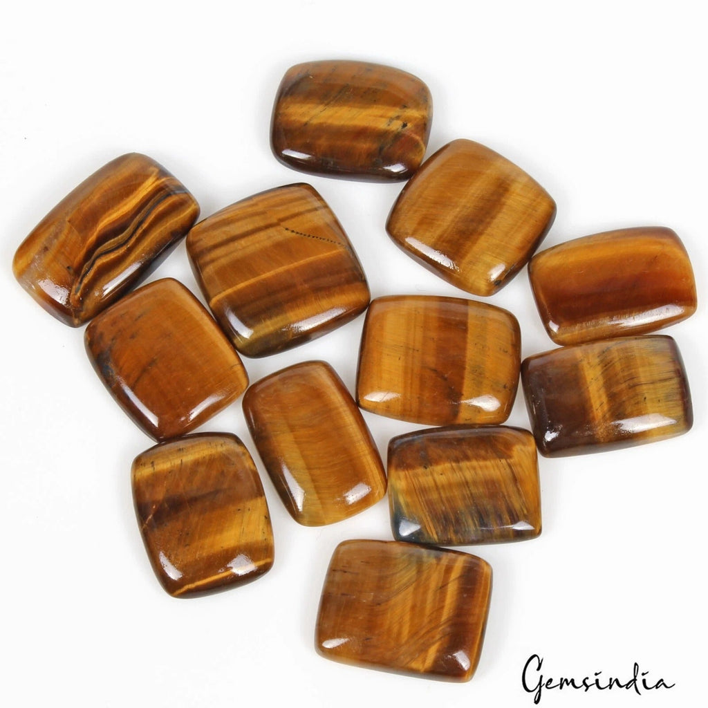 300 Ct Natural Untreated Tiger Eye Cushion Cab Loose Wholesale Gemstones~12 Pcs